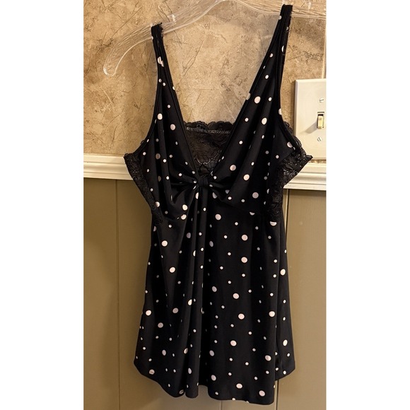 Intima Bella‎ Donna PJ Set Black With Pink Polka Dots Women's Size Medium - Picture 2 of 7